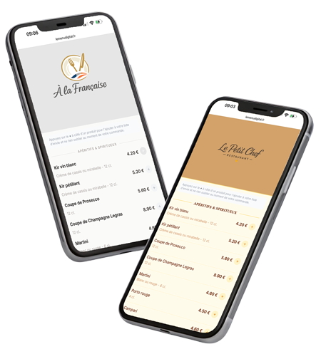 Menu digital restaurant affiché sur smartphone avec QR code — Le Menu Digital
